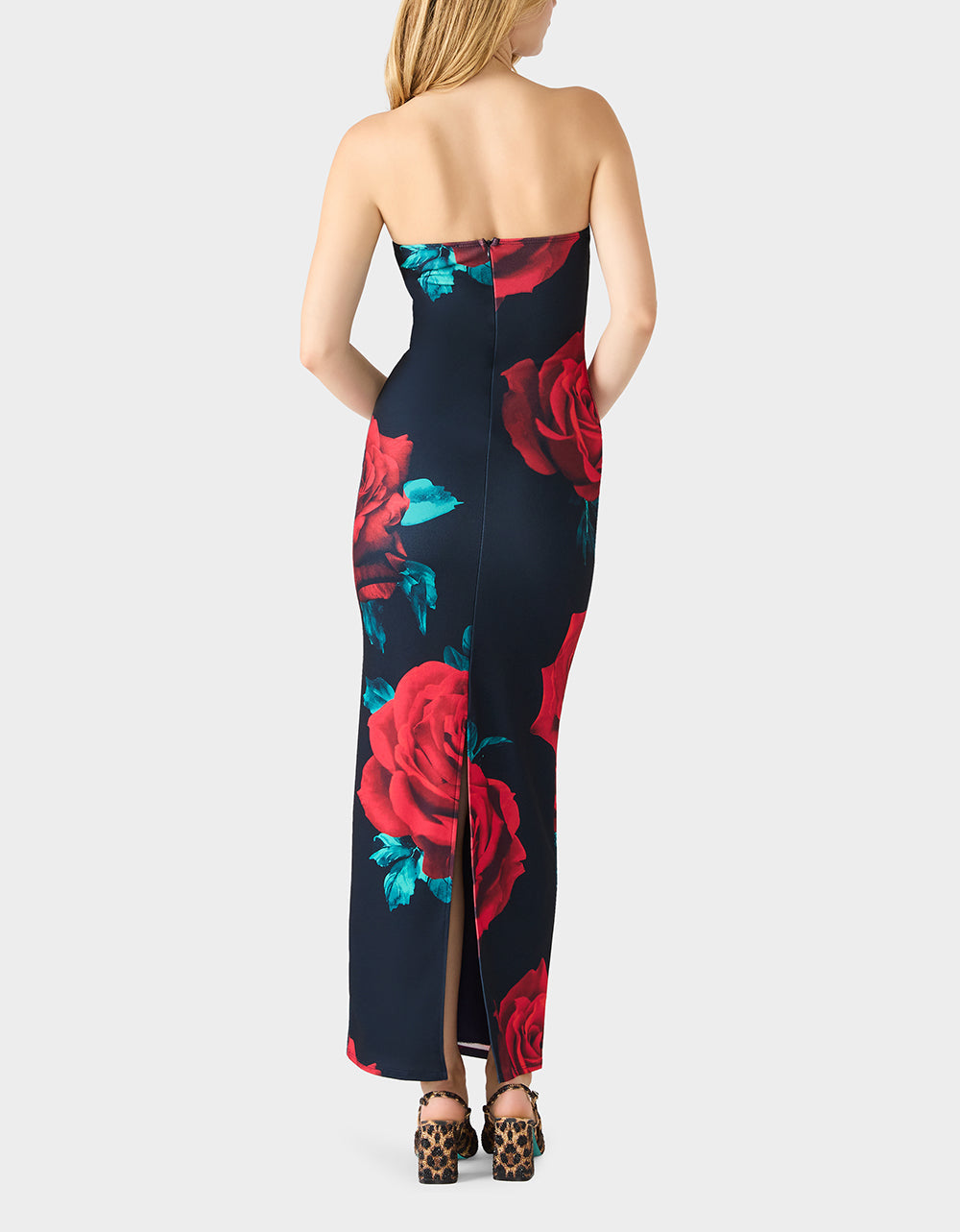 Betsey Johnson ROSE REVERIE DRESS RED Women's Floral print Maxi Strapless Dress