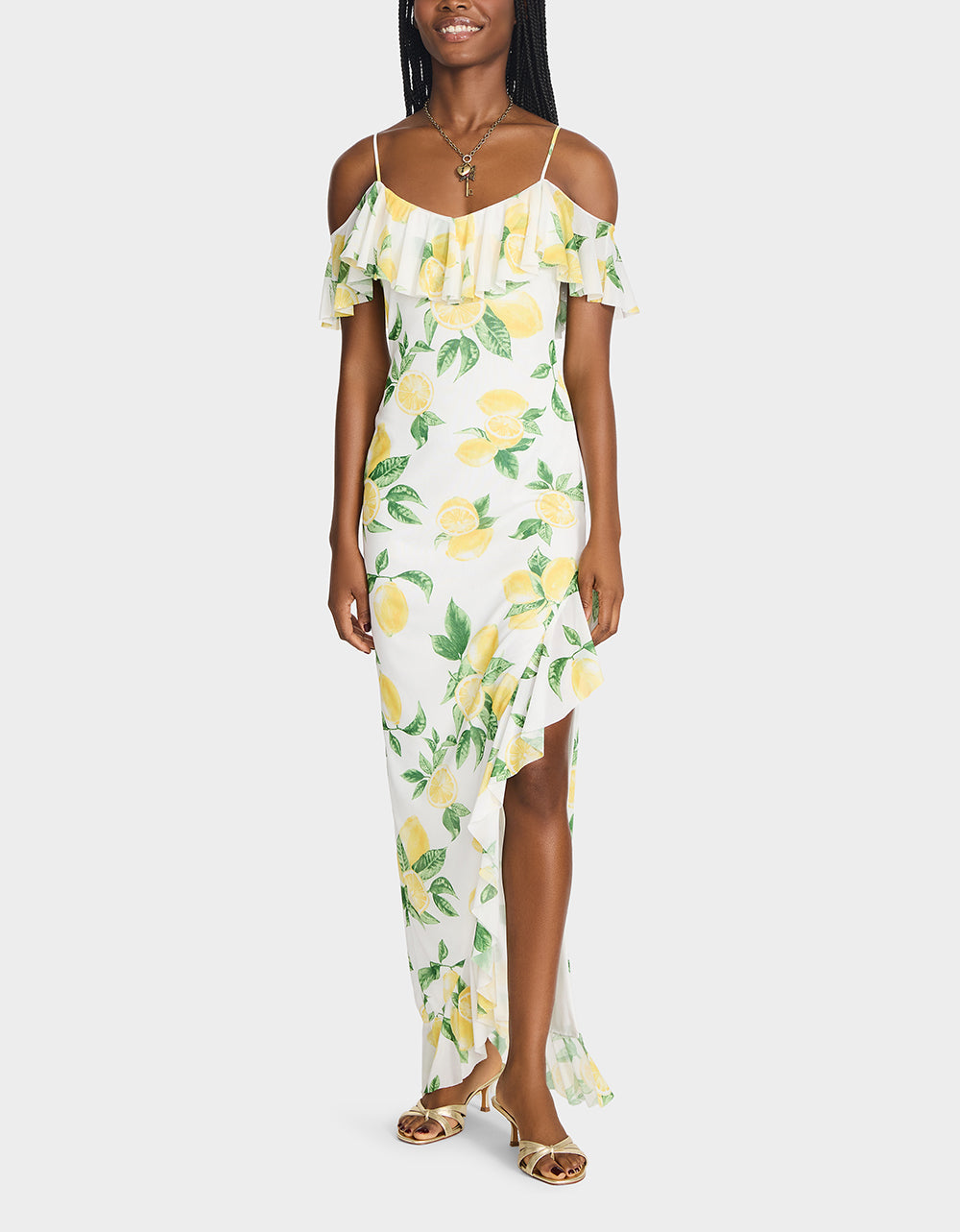 Betsey Johnson LIMONCELLO NIGHTS DRESS LEMON Print Flowy Maxi Women's Dress