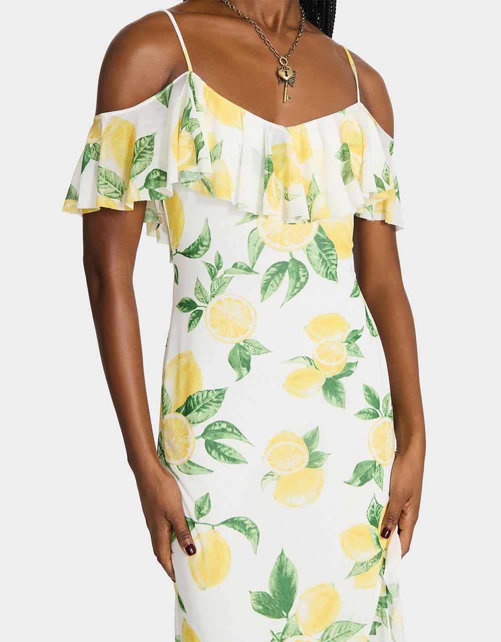 Betsey Johnson LIMONCELLO NIGHTS DRESS LEMON Print Flowy Maxi Women's Dress