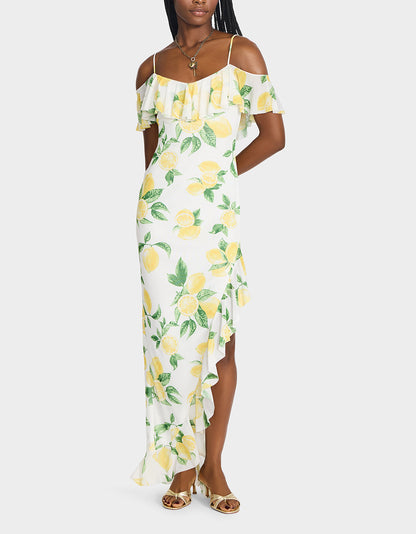 Betsey Johnson LIMONCELLO NIGHTS DRESS LEMON Print Flowy Maxi Women's Dress