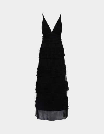 Betsey Johnson TIERED TULLE GOWN BLACK Women's Maxi Tulle Dress