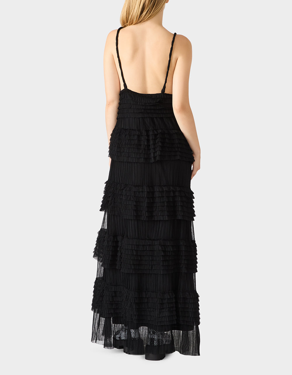 Betsey Johnson TIERED TULLE GOWN BLACK Women's Maxi Tulle Dress