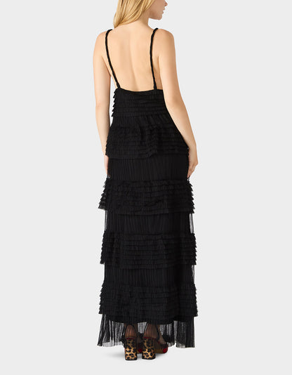 Betsey Johnson TIERED TULLE GOWN BLACK Women's Maxi Tulle Dress