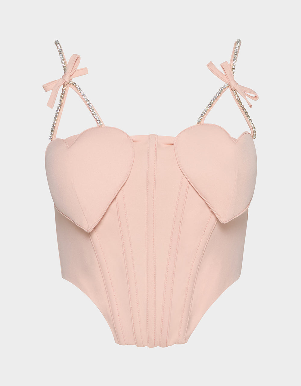 Betsey Johnson HEART BUSTIER BLUSH Women's Bustier Cropped Corset Bow Top