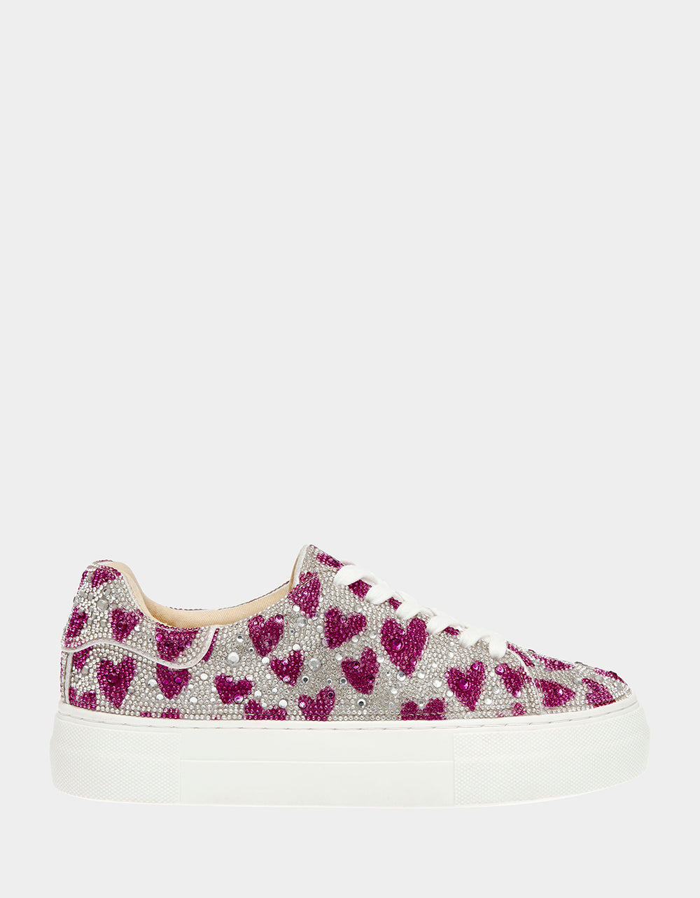 Betsey Johnson SIDNY FUCHSIA HEARTS Rhinestone Sneaker