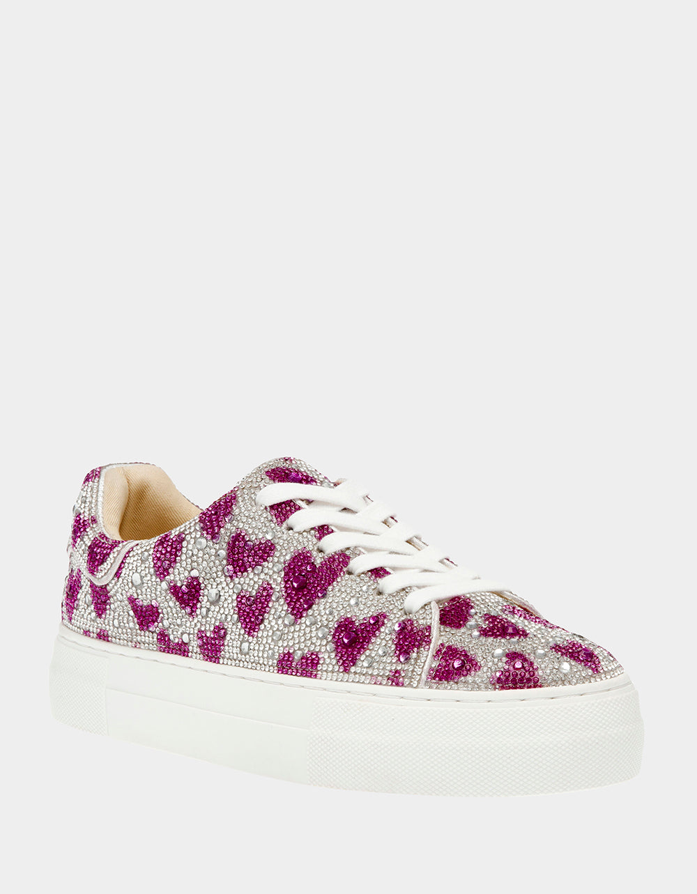 Betsey Johnson SIDNY FUCHSIA HEARTS Rhinestone Sneaker