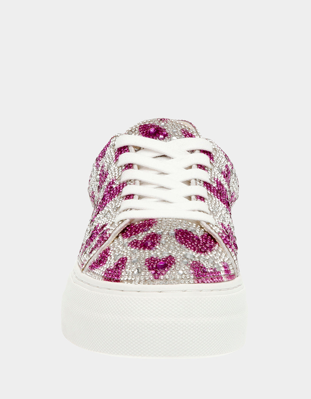 Betsey Johnson SIDNY FUCHSIA HEARTS Rhinestone Sneaker