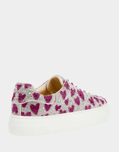 Betsey Johnson SIDNY FUCHSIA HEARTS Rhinestone Sneaker
