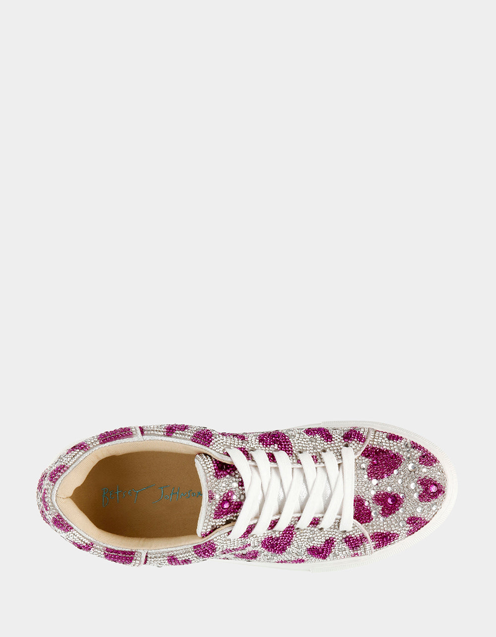 Betsey Johnson SIDNY FUCHSIA HEARTS Rhinestone Sneaker
