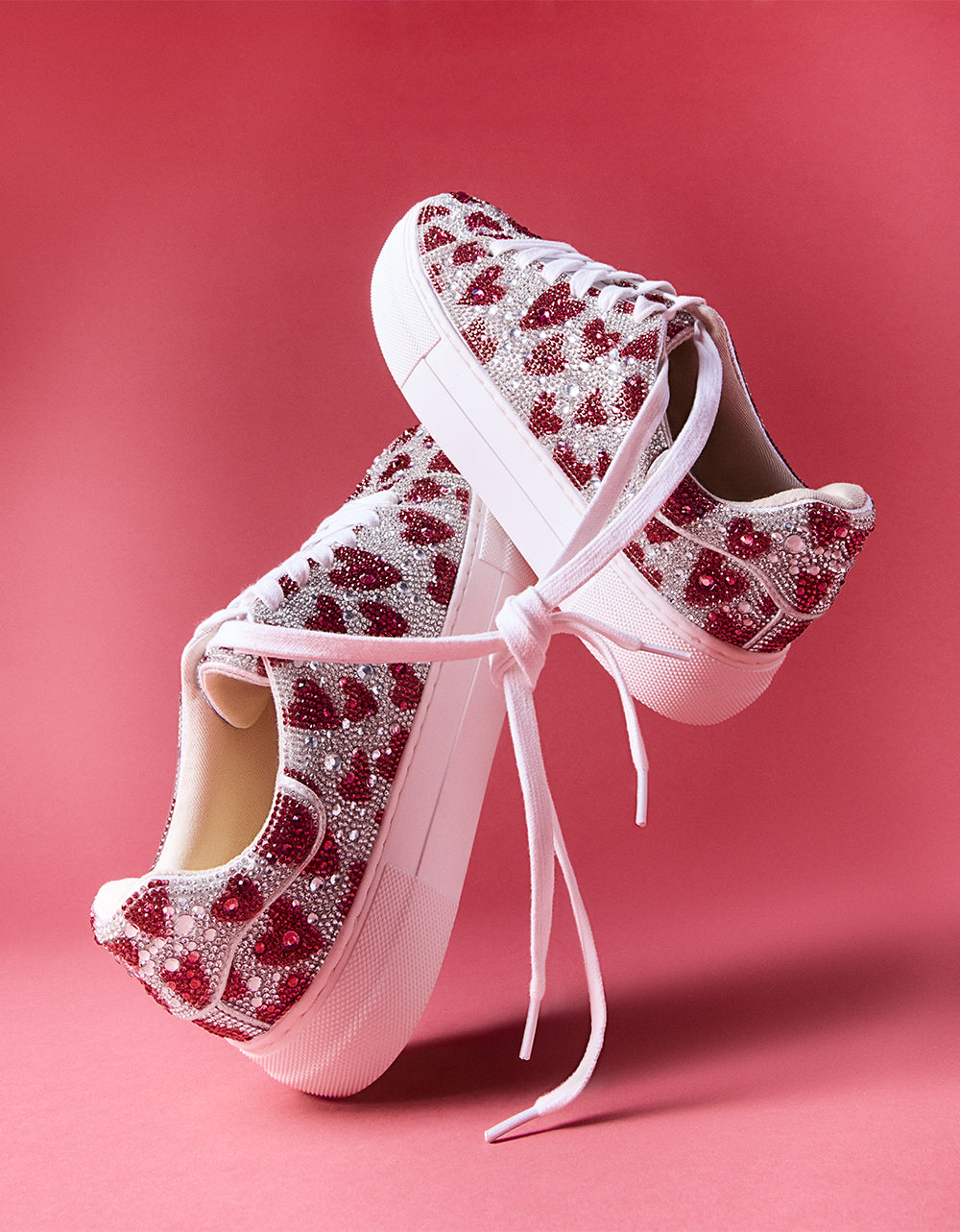 Betsey Johnson SIDNY FUCHSIA HEARTS Rhinestone Sneaker