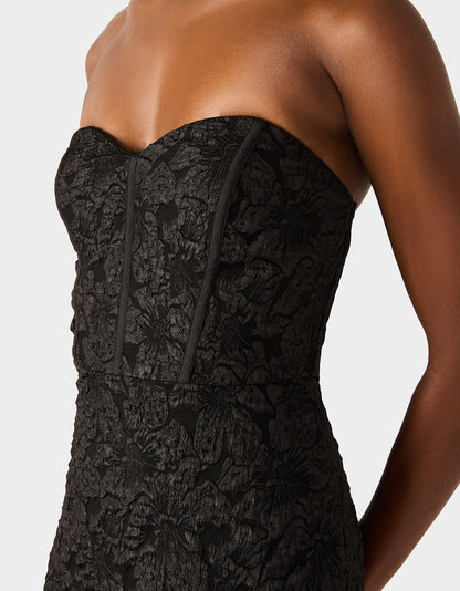 Betsey Johnson DRESSED TO FRILL DRESS BLACK Women's Strapless Black Floral Mini Dress