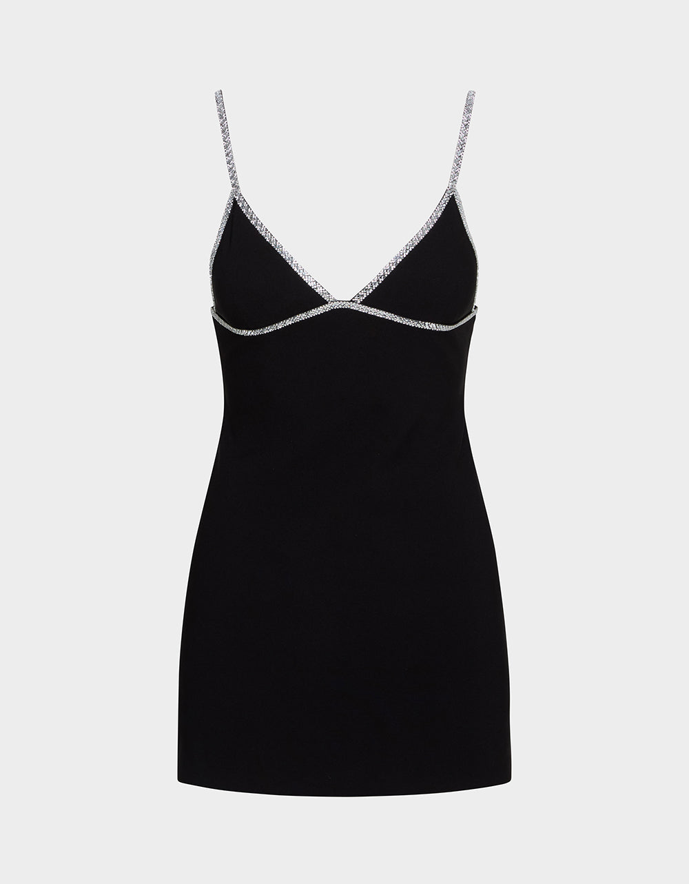 Betsey Johnson CRYSTAL SLIP DRESS BLACK Women's Black Mini Dress with Rhinestone Details