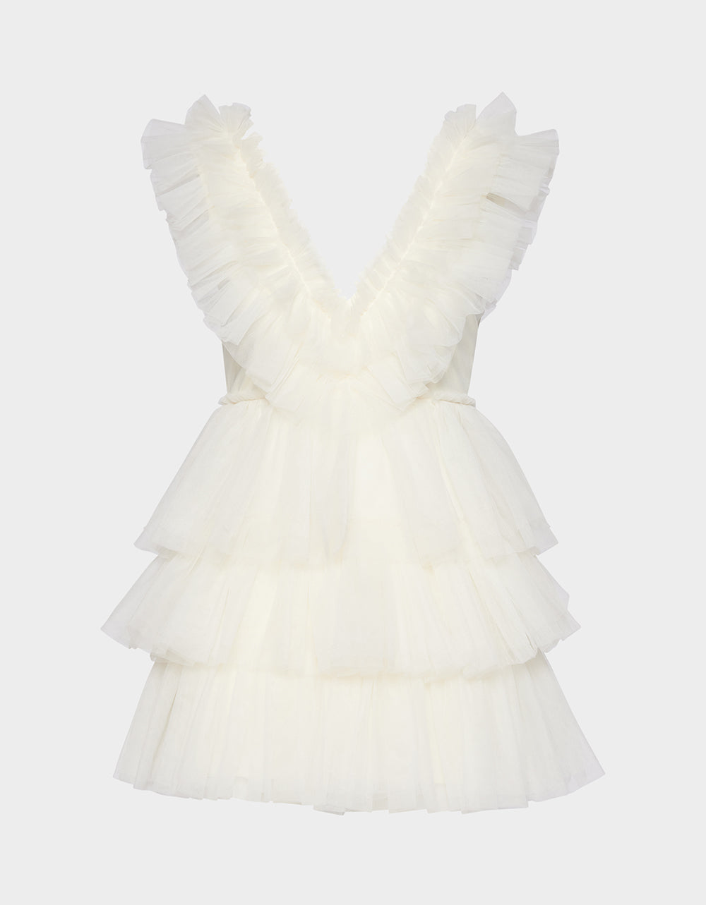 Betsey Johnson BETSEYS TIERED TULLE DRESS CREAM Mini Formal Women's Dress
