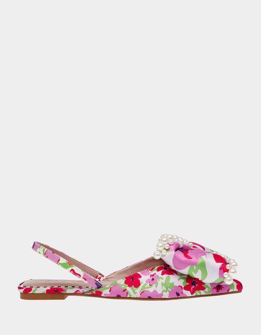 Betsey Johnson CAMILO WHITE MULTI Floral Slingback Flats