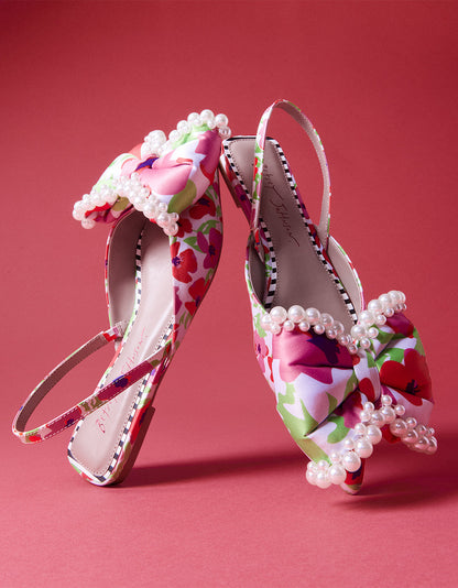 Betsey Johnson CAMILO WHITE MULTI Floral Slingback Flats