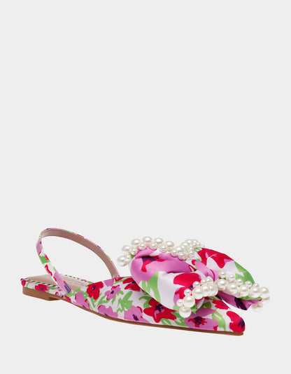 Betsey Johnson CAMILO WHITE MULTI Floral Slingback Flats