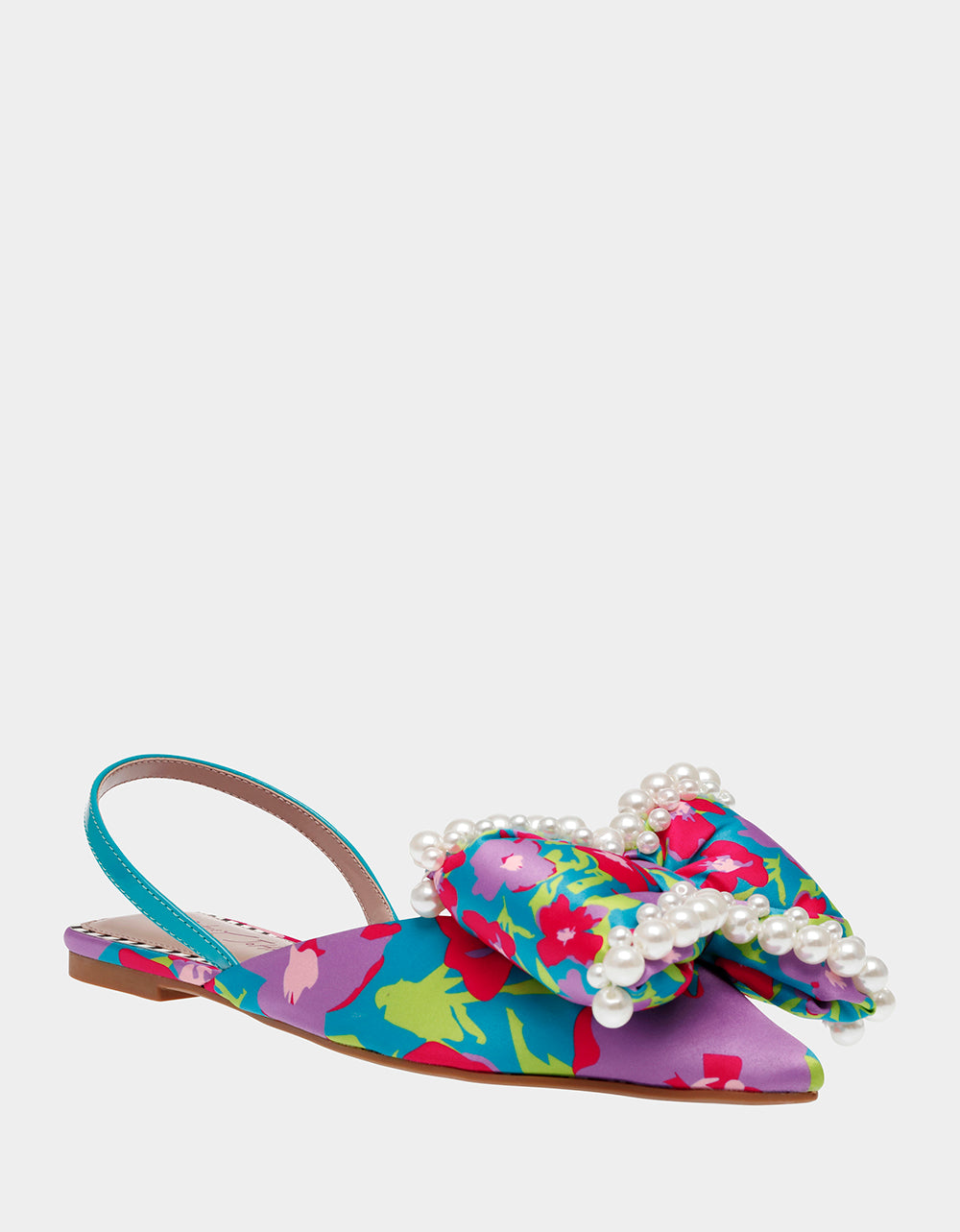 Betsey Johnson CAMILO TEAL MULTI Floral Slingback Flats