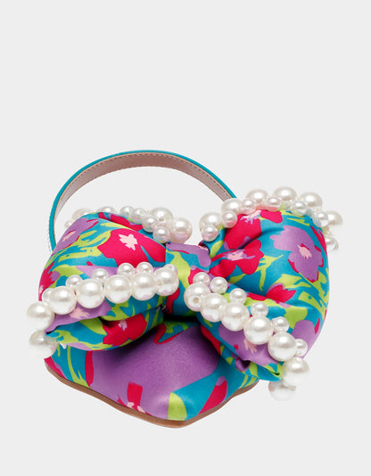 Betsey Johnson CAMILO TEAL MULTI Floral Slingback Flats