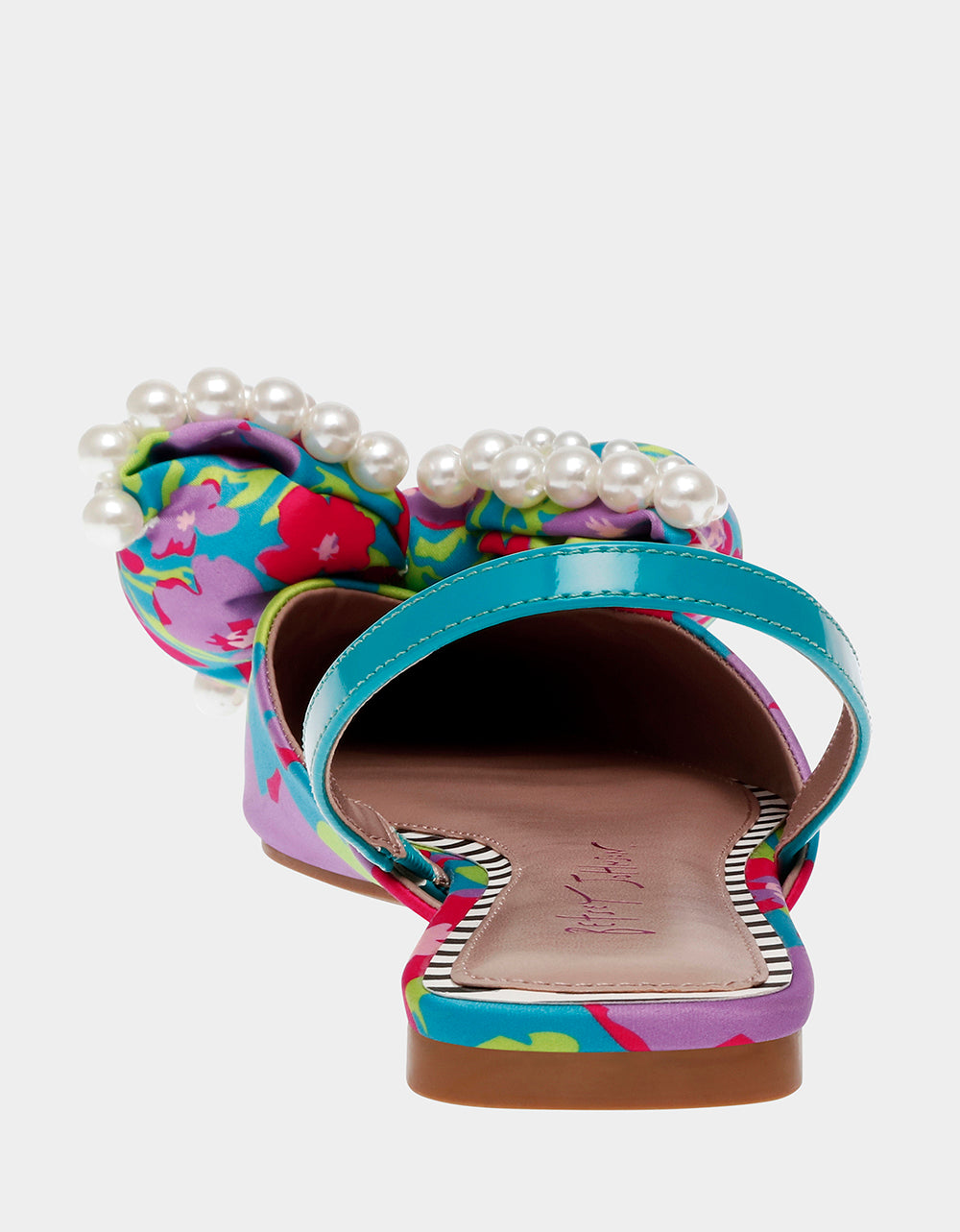 Betsey Johnson CAMILO TEAL MULTI Floral Slingback Flats