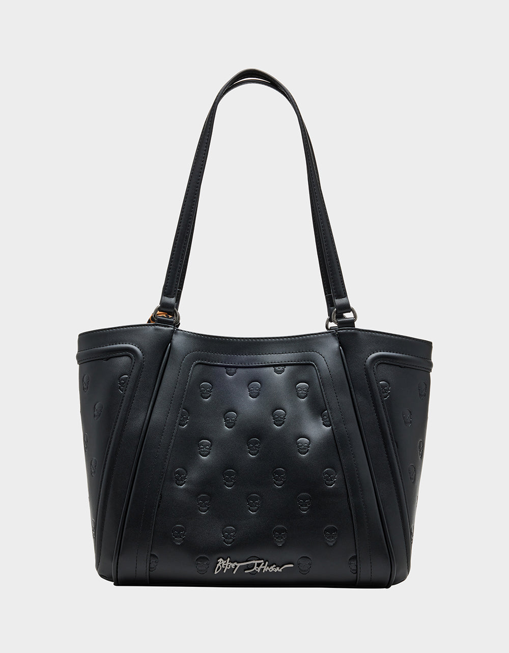 Betsey Johnson SKULLICIOUS TOTE WITH SCARF BLACK Women's Black Skull Tote Handbag