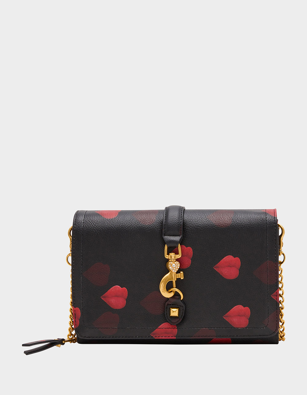 Betsey Johnson KISSES WALLET ON CHAIN BLACK/MULTI Women's Valentine's Day Lip Kisses Wallet