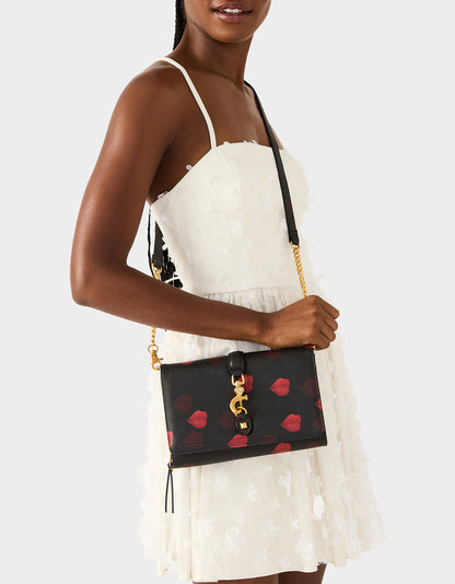 Betsey Johnson KISSES WALLET ON CHAIN BLACK/MULTI Women's Valentine's Day Lip Kisses Wallet