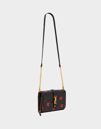 Betsey Johnson KISSES WALLET ON CHAIN BLACK/MULTI Women's Valentine's Day Lip Kisses Wallet