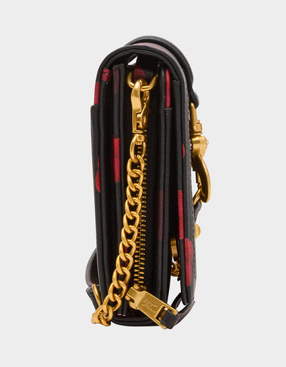 Betsey Johnson KISSES WALLET ON CHAIN BLACK/MULTI Women's Valentine's Day Lip Kisses Wallet