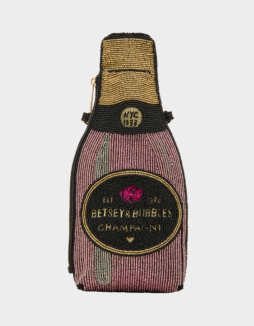 Betsey Johnson KITSCH BUBBLES SHOULDER BAG PINK Women's Valentine's Day Champagne Bubble Beaded Shoulder Handbag