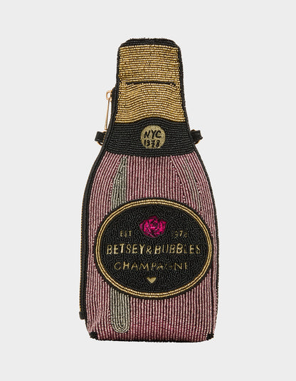 Betsey Johnson KITSCH BUBBLES SHOULDER BAG PINK Women's Valentine's Day Champagne Bubble Beaded Shoulder Handbag