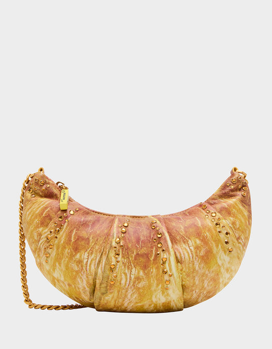 Betsey Johnson KITSCH RISE + SHINE SHOULDER BAG TAN Women's Kitsch Croissant Handbag