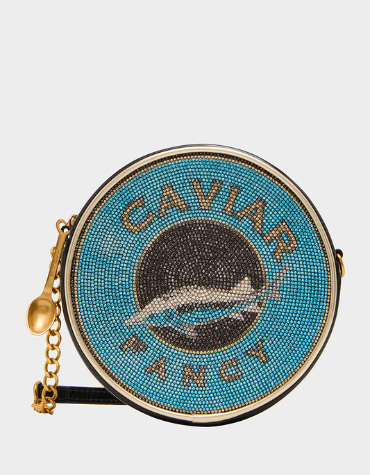Betsey Johnson KITSCH CAVIAR CROSSBODY BLUE Women's Caviar Rhinestone Crossbody Handbag