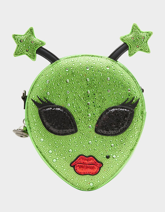 Betsey Johnson KITSCH OUT OF YOUR ORBIT GREEN Women's Alien Kitsch Crossbody Handbag