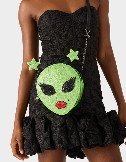 Betsey Johnson KITSCH OUT OF YOUR ORBIT GREEN Women's Alien Kitsch Crossbody Handbag