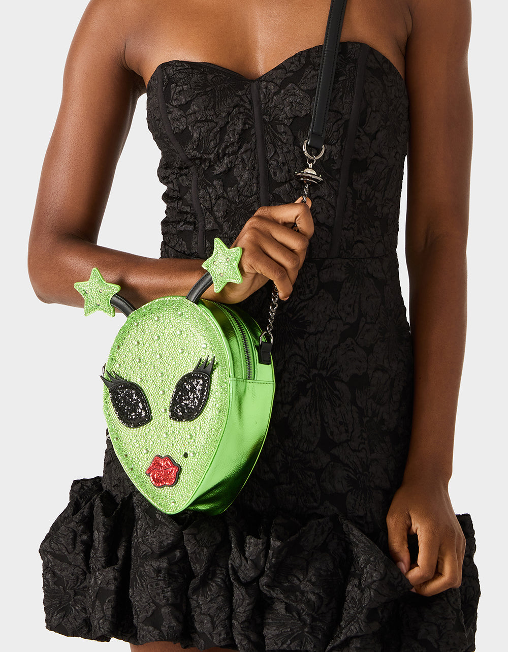 Betsey Johnson KITSCH OUT OF YOUR ORBIT GREEN Women's Alien Kitsch Crossbody Handbag