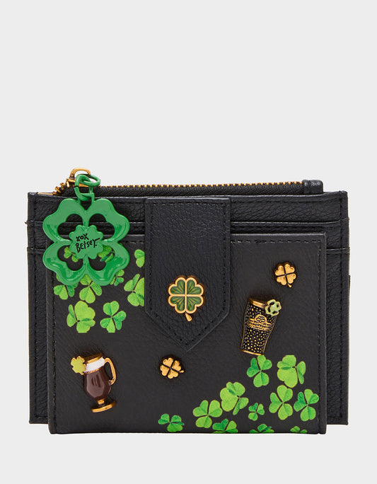 Betsey Johnson BLARNEY WALLET BLACK/MULTI Women's St.Patrick's Day Clover Wallet