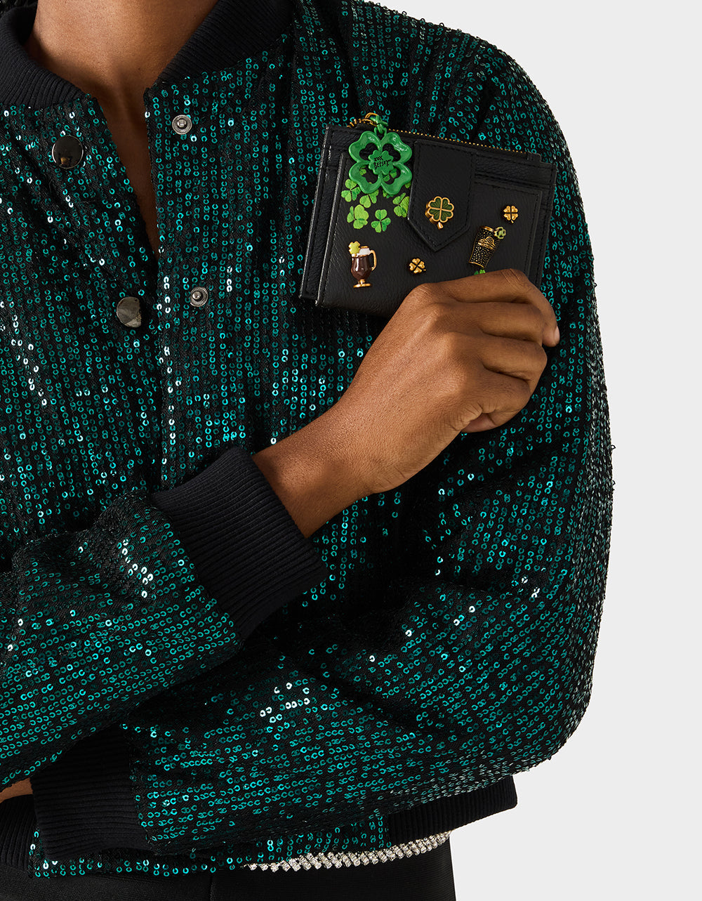 Betsey Johnson BLARNEY WALLET BLACK/MULTI Women's St.Patrick's Day Clover Wallet