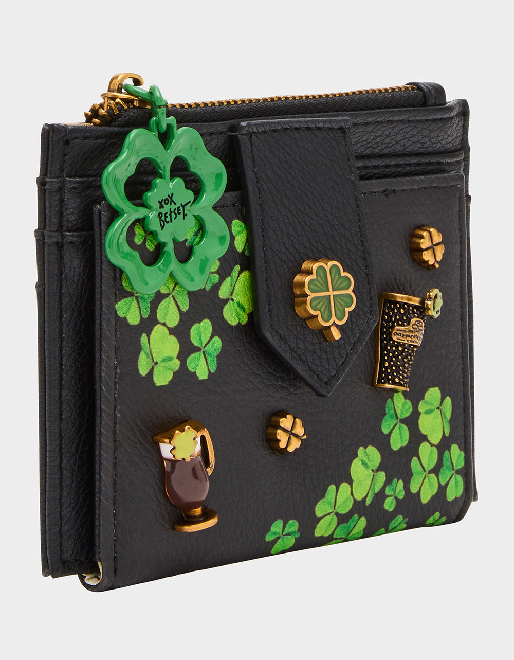 Betsey Johnson BLARNEY WALLET BLACK/MULTI Women's St.Patrick's Day Clover Wallet