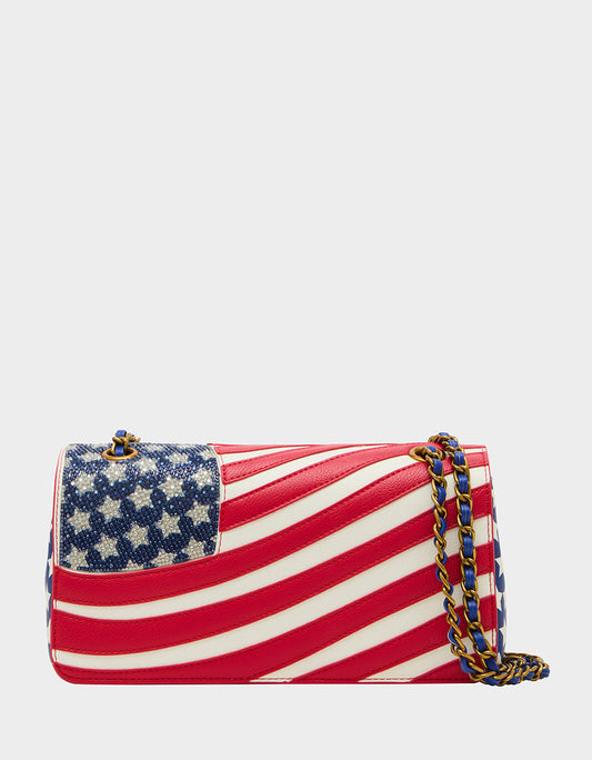 Betsey Johnson FREEDOM FLAP CONVERTIBLE BAG MULTI Women's American Flag Handbag