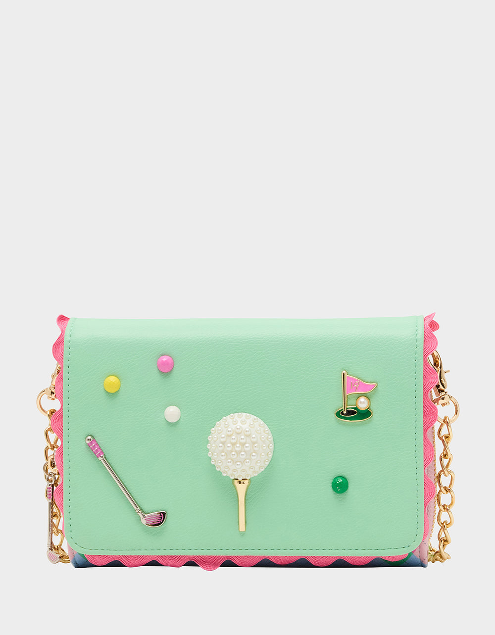 Betsey Johnson GONE CLUBBING WALLET ON CHAIN MULTI Golf Crossbody Women's Wallet Handbag