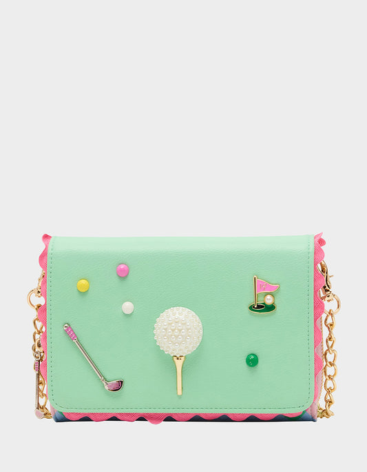 Betsey Johnson GONE CLUBBING WALLET ON CHAIN MULTI Golf Crossbody Women's Wallet Handbag