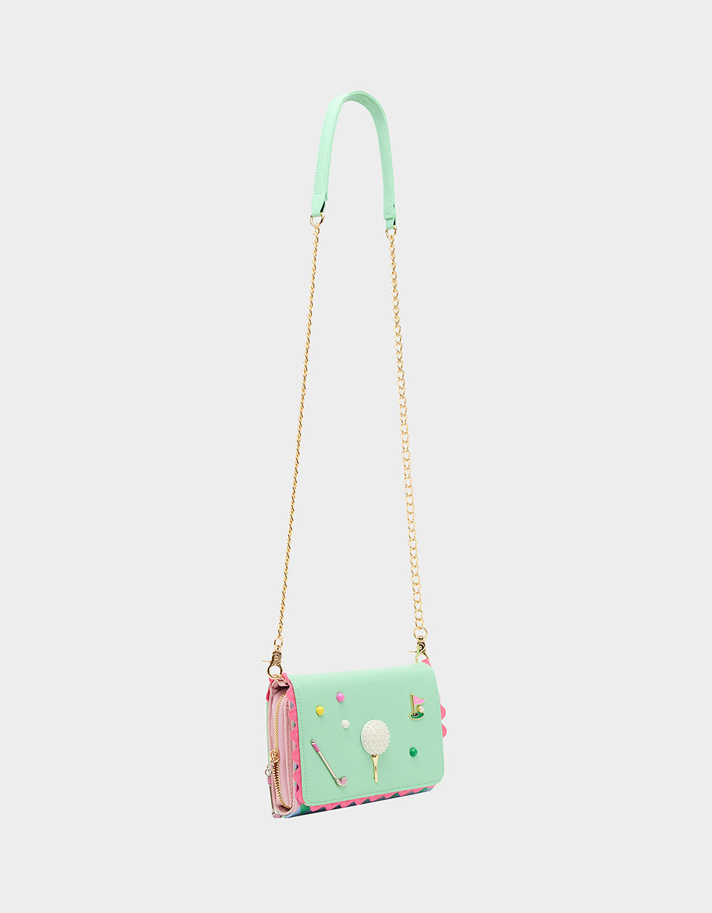Betsey Johnson GONE CLUBBING WALLET ON CHAIN MULTI Golf Crossbody Women's Wallet Handbag