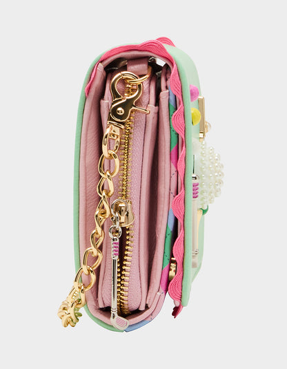 Betsey Johnson GONE CLUBBING WALLET ON CHAIN MULTI Golf Crossbody Women's Wallet Handbag
