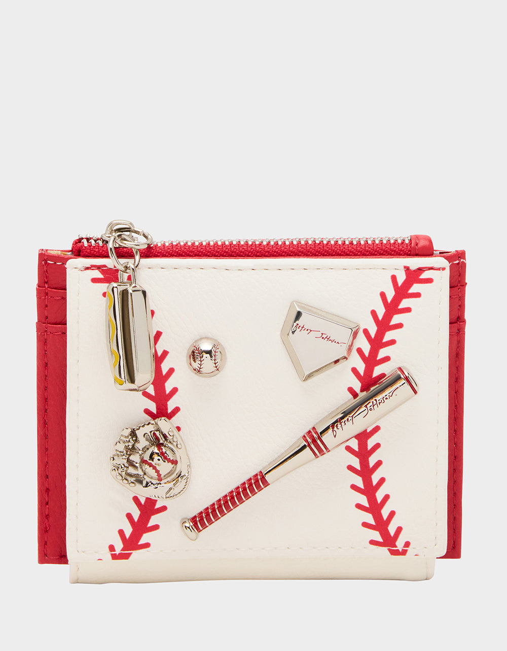 Betsey Johnson PLAYING THE FIELD WALLET CREAM Bifold Baseball Women's Wallet