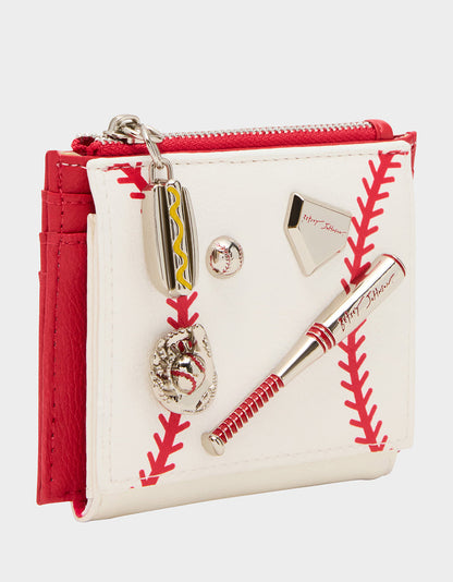Betsey Johnson PLAYING THE FIELD WALLET CREAM Bifold Baseball Women's Wallet