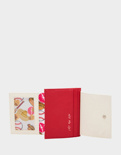 Betsey Johnson PLAYING THE FIELD WALLET CREAM Bifold Baseball Women's Wallet