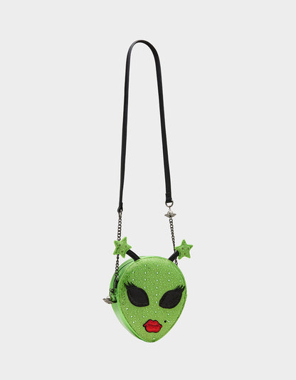 Betsey Johnson OUT OF THIS WORLD BUNDLE Women's Rhinestone Alien Crossbody Handbag and Wallet Set