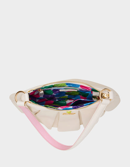 Betsey Johnson I SEE LONDON, I SEE FRANCE CREAM Women's Kitsch Shoulder Bag Ruffles Handbag