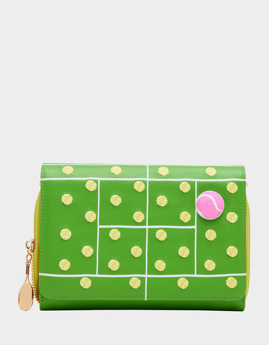 Betsey Johnson NET WORTH WALLET ON CHAIN GREEN Women's Tennis Wallet Crossbody Handbag