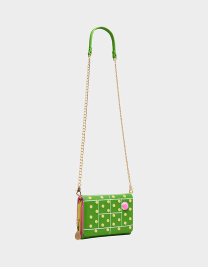 Betsey Johnson NET WORTH WALLET ON CHAIN GREEN Women's Tennis Wallet Crossbody Handbag